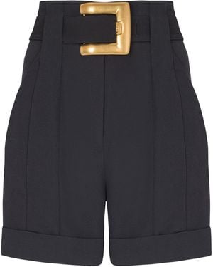 Balmain Grain De Poudre Belted Shorts - Blue