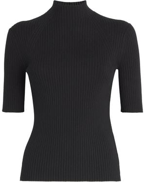 Maje Ribbed High-Neck Top - Black