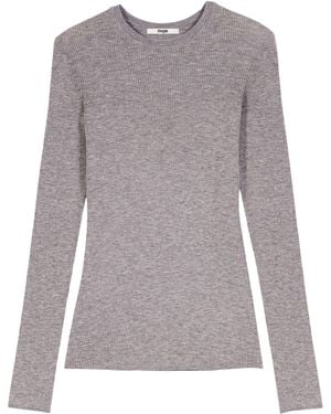 Maje Wool-Silk Rib-Knit Jumper - Grey