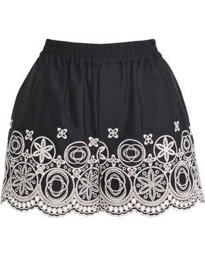 La DoubleJ Cotton Embroidered Shorts - Black