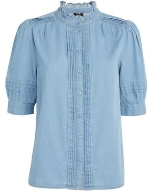 ME+EM Cotton Chambray Blouse - Blue
