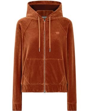 Tom Ford Velour Zip-Up Hoodie - Brown