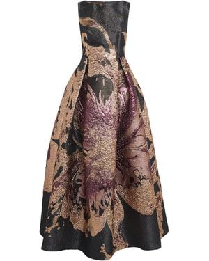 Talbot Runhof Metallic Magnolia Jacquard Gown - Brown