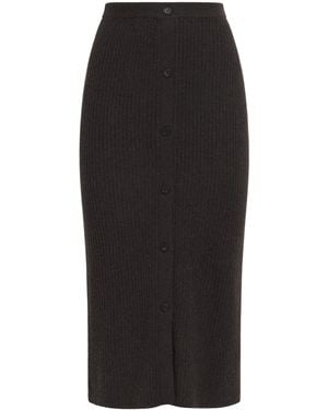 LeKasha Organic Cashmere Midi Skirt - Black