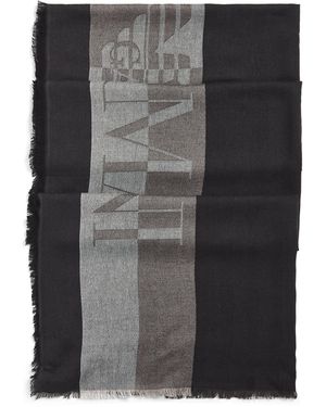 Emporio Armani Striped Logo Scarf - Black