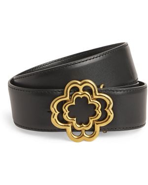 Maje Leather Clover Buckle Belt - Black