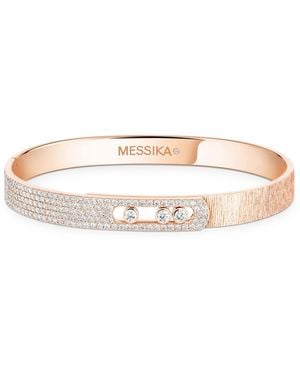 Messika Move Noa Diamond And Half Pavé Chiselled Bangle - Natural