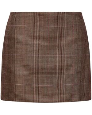 Marella Virgin Wool Check Mini Skirt - Brown