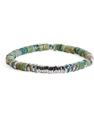 Tateossian Sterling And Moss Agate Constellation Bracelet - Green