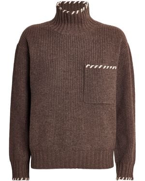 Sandro Wool-Yak High-Neck Sweater - Brown