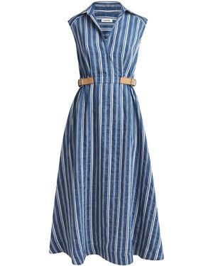 Sandro Belted Stripe Midi Shirt Dress - Blue