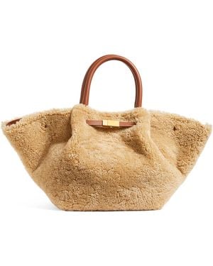 DeMellier Midi Shearling New York Tote Bag - Brown