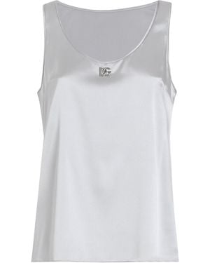 Dolce & Gabbana Silk Satin Logo Tank Top - White