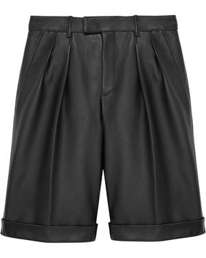 Saint Laurent Leather Tailored Shorts - Black