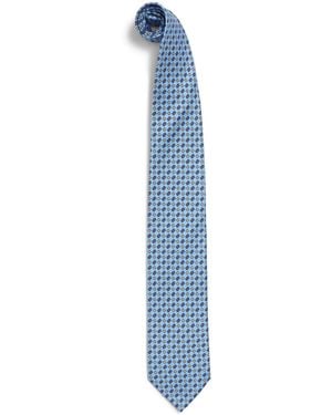 E.MARINELLA Silk Printed Tie - Blue
