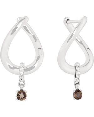 Astrid & Miyu Diamond And Quartz Molten Hoop Earrings - White
