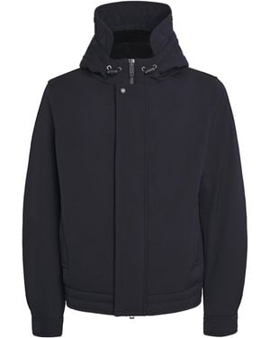 Yves Salomon Down Waterproof Shearling-Lined Short Parka - Blue