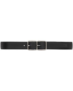 Saint Laurent Leather Boucle Double Cadre Belt - Black