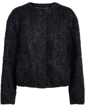 Veronica Beard Beaded Floral Embroidered Gavin Jacket - Black