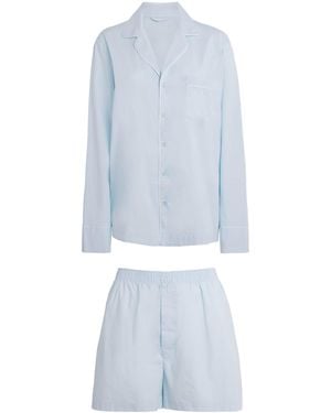 Skims Stretch-Cotton Sleep Pyjama Set - Blue
