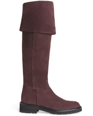 Eleventy Suede Knee-High Boots - Brown