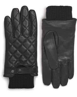 Barbour Quilted Leather Gloves - Black