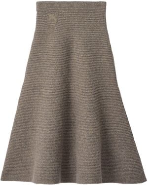Burberry Wool-Blend Rib-Knit Midi Skirt - Gray