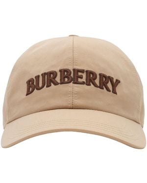 Burberry Cotton Gabardine Logo Cap - Natural