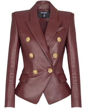 Balmain Lambskin Double-Breasted Blazer - Purple
