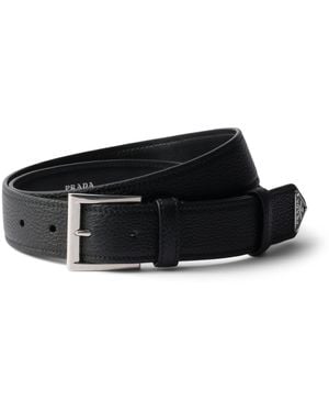 Prada Leather Logo Belt - Black