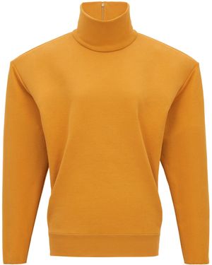 Saint Laurent Cotton Jersey High-Neck Sweathsirt - Orange