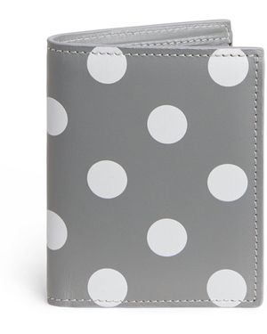 Comme des Garçons Leather Polka-Dot Bifold Card Holder - Grey