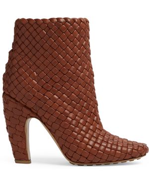Bottega Veneta Lambskin Canalazzo Ankle Boots 100 - Brown