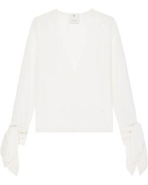Givenchy Silk Bow-Cuff Blouse - White
