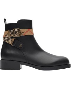 Burberry Leather Huntley Ankle Boots - Black
