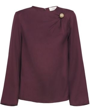 Loulou de Saison Silk Draped Azae Blouse - Purple