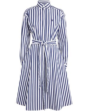 Polo Ralph Lauren Stripe Polo Pony Mini Shirt Dress - Blue