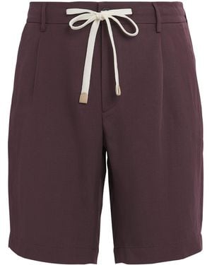 Eleventy Linen Drawstring Bermuda Shorts - Purple