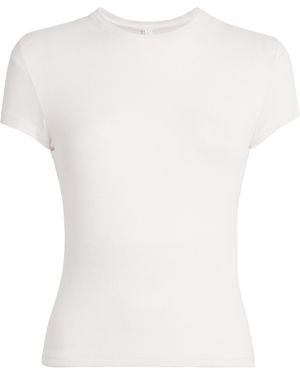 Skims Semi-Sheer Ribbed T-Shirt - White