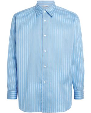 AURALEE Cotton-Silk Stripe Shirt - Blue