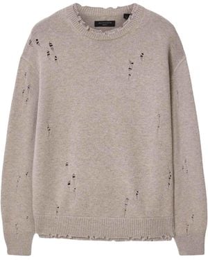 AllSaints Cotton Distressed Wolf Jumper - Grey