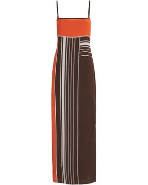 SIR. Silk Stripe Destino Maxi Dress - Brown