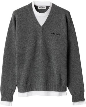 Miu Miu Cashmere Trompe-L'Oeil Jumper - Grey