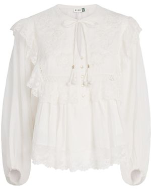 RIXO London Cotton Embroidered Diann Blouse - White