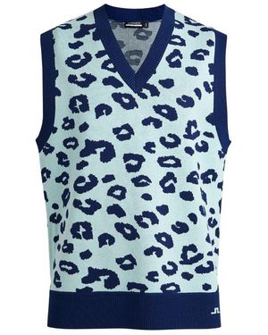 J.Lindeberg Leopard Print Jumper Vest - Blue
