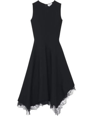 McQueen Lace-Hem Sleeveless Midi Dress - Blue