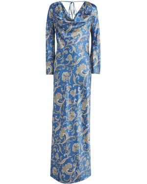 Veronica Beard Silk-Blend Paisley Ember Maxi Dress - Blue