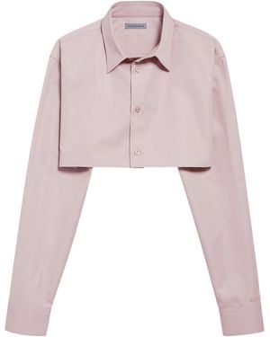 Balenciaga Cotton-Silk Cropped Shirt - Pink