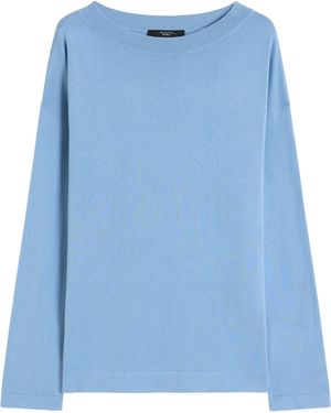 Weekend by Maxmara Silk-Cotton Boat-Neck Jumper - Blue