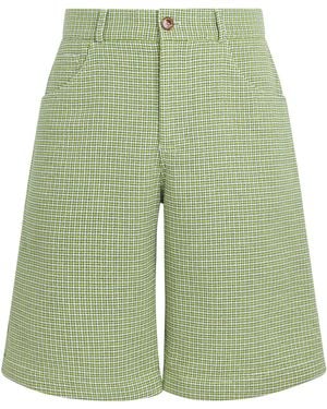 Séfr Houndstooth Nasedo Shorts - Green